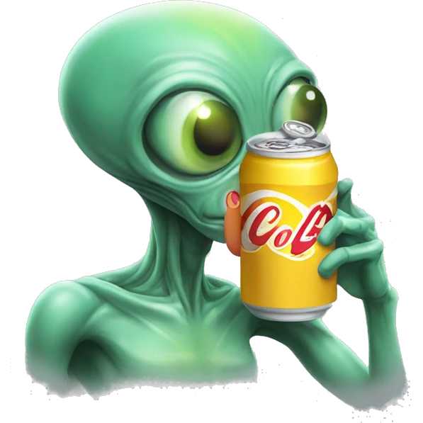 An alien sipping a can of soda  emoji