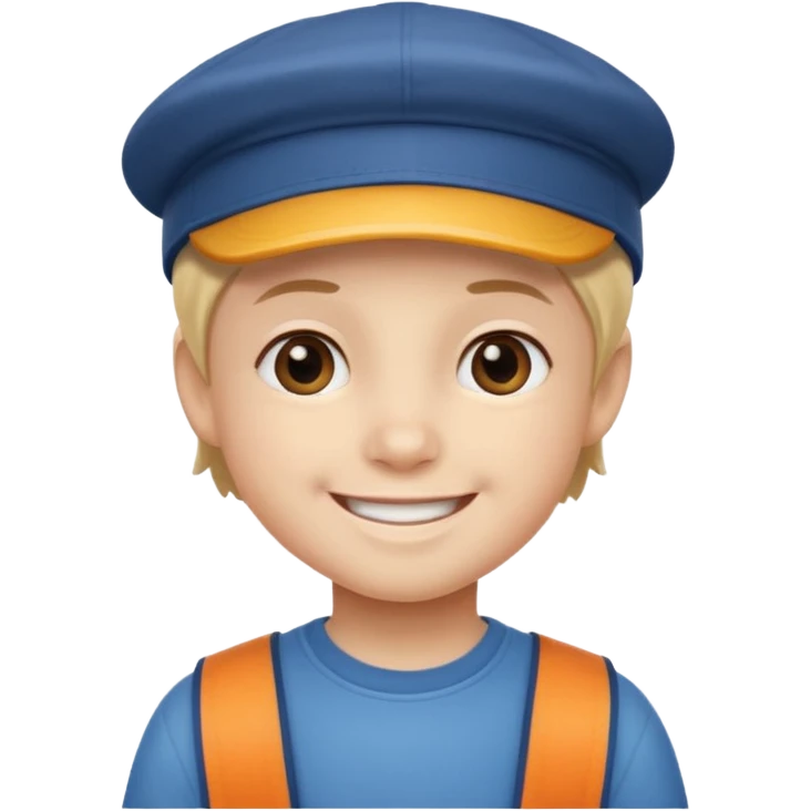 Un niño con gorra riendo emoji