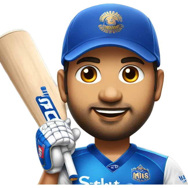 Indian cricketer rohit sharma wearing mumbai indians jersey emoji