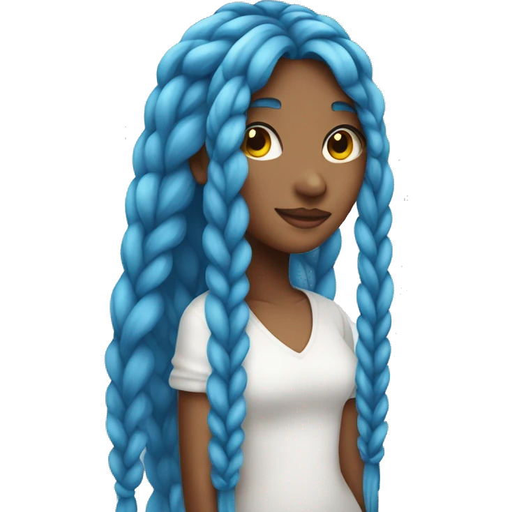 Girl with two very long blue hair in two long plaits  emoji