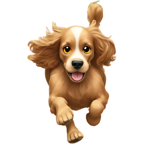 Cocker spaniel running an 800 metre race on an indoor track emoji