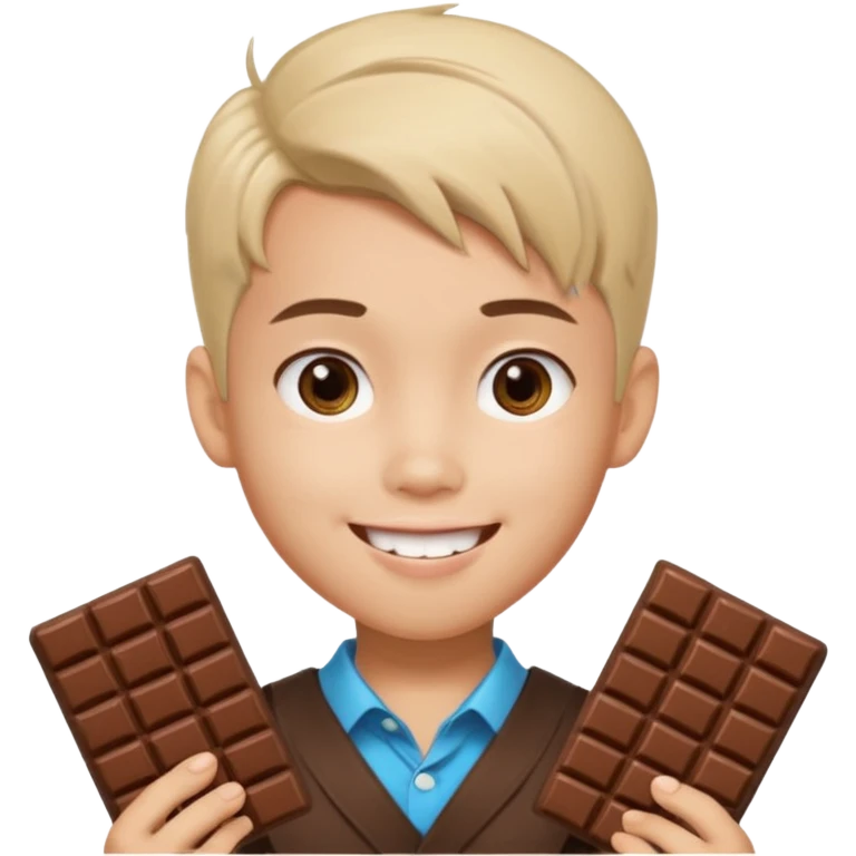 a pretty male bratz asian boy smiling with chocolates with middle part hair emoji
