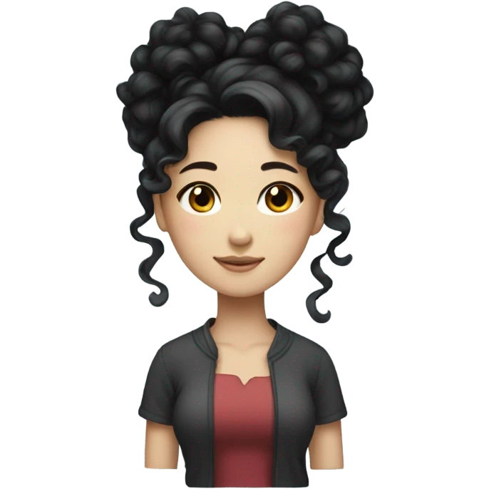 Beautiful girl,Black hair,curls，long hair,Black eyes,Chinese emoji