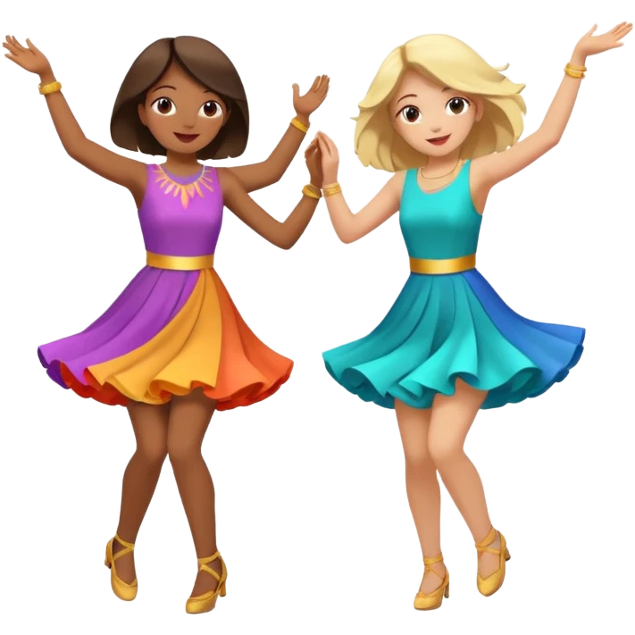 two girls dancing energetically at a party, celebration scene emoji