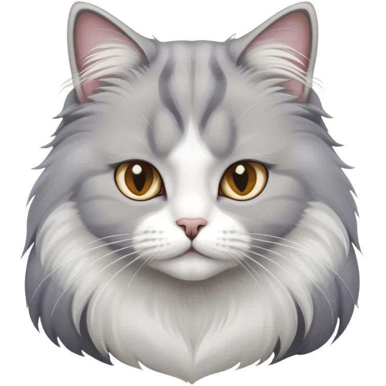 cat, grey and white, britsh long hair emoji