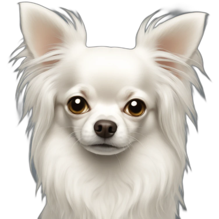 Longhair white chihuahua that doesn’t want to go outside emoji