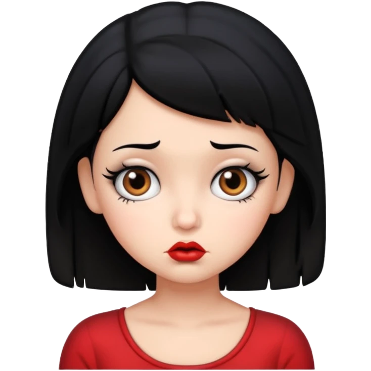 Do not change the face I already created, I want her with Betty boop face and black hair confused emoji