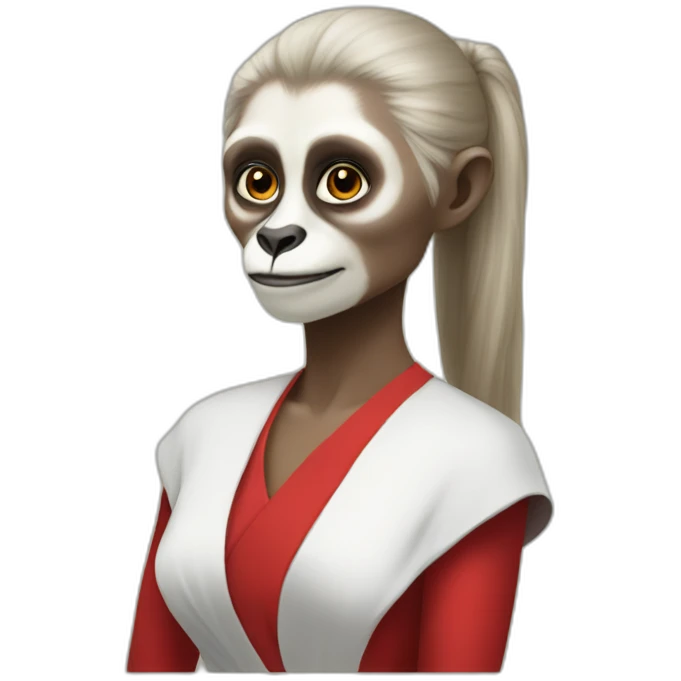 gibbon woman in red dress emoji