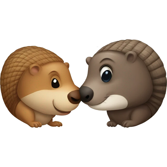 A armadillo and an otter kissing emoji
