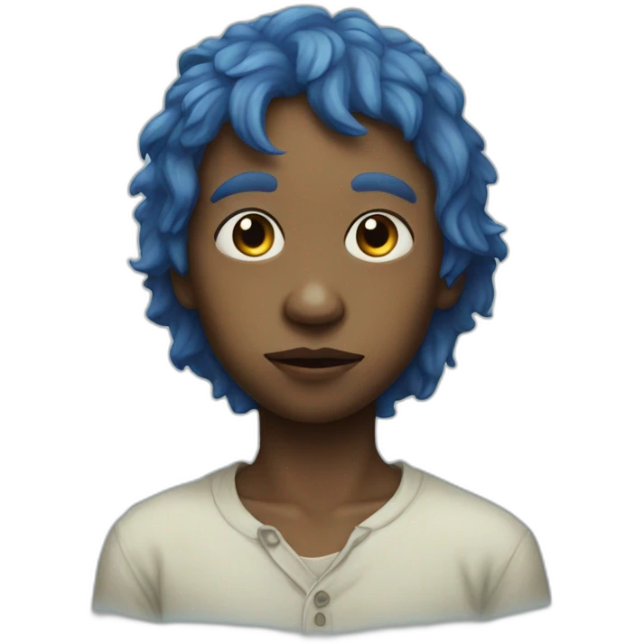 mysterious blue skin boy portrait; fishman emoji