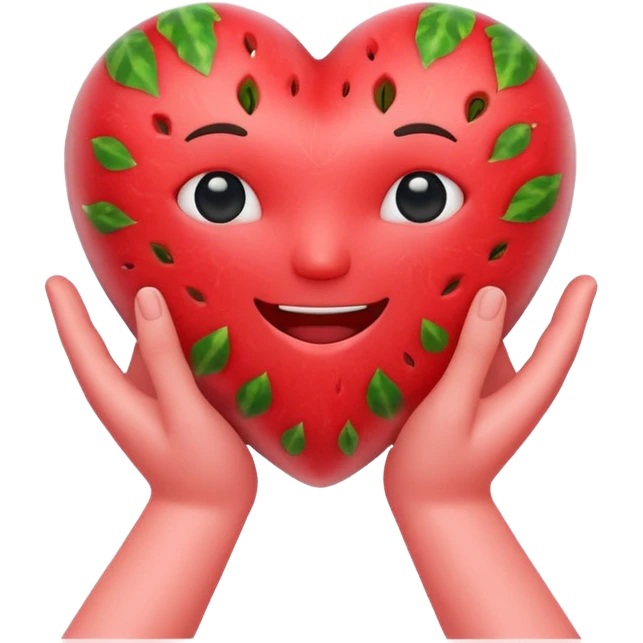 emoji of watermelon-red heart with giving hands emoji