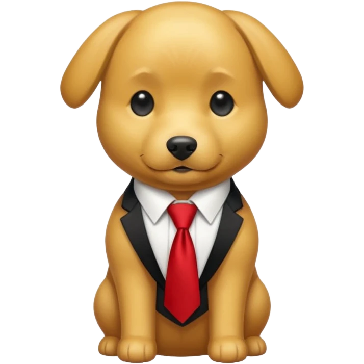 golden dog with white tie,red shirt cut body emoji