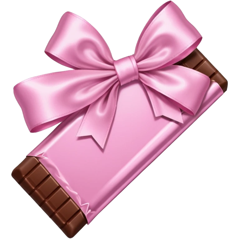 Chocolate with baby pink wrapping and pink bow emoji