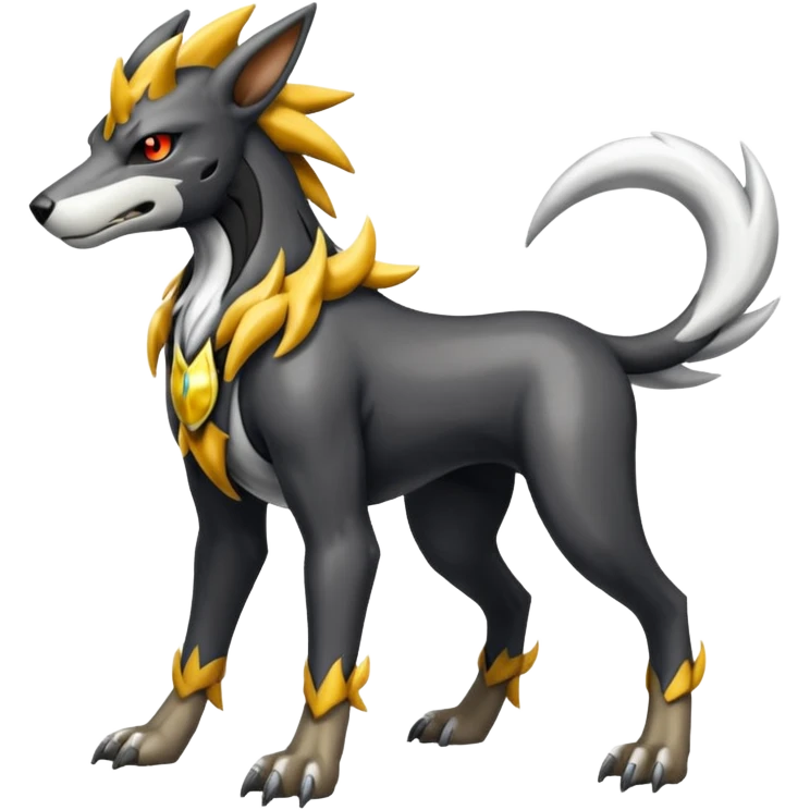 white and grey colorful shiny edgy cool badass Manectric-Houndoom-fusion-hybrid-Fakémon-creature, full body emoji