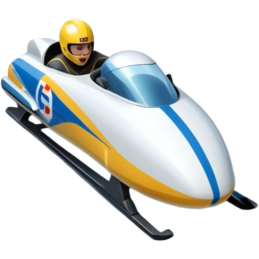 An icon featuring a sleek bobsled with athletes racing down an icy track at high speed, helmets on and bodies aligned for aerodynamics. Surrounded by icy curves, snowbanks, and a wintry mountain backdrop. Transparent background captures the thrill and precision of bobsleigh. emoji