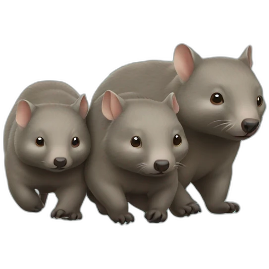 wombat family of four walking emoji
