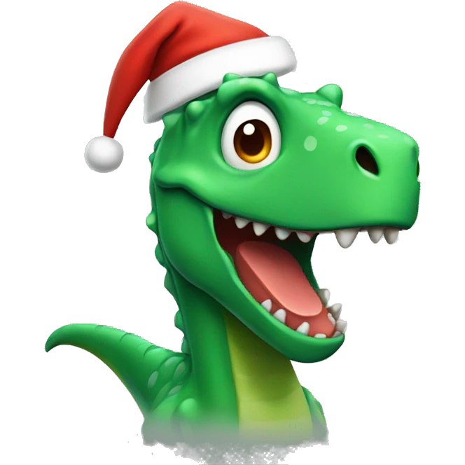 green dino wearing santa hat emoji