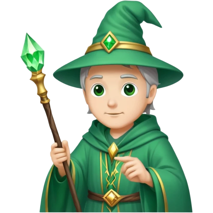 Wizard of Emerald City with green robe and magic wand emoji