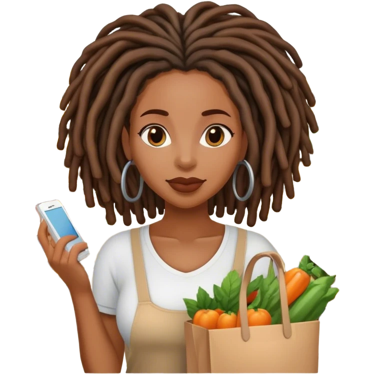 Black woman with locs shopping  emoji