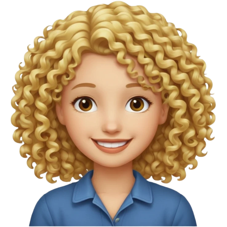 Blonde curly hair girl smiling  emoji