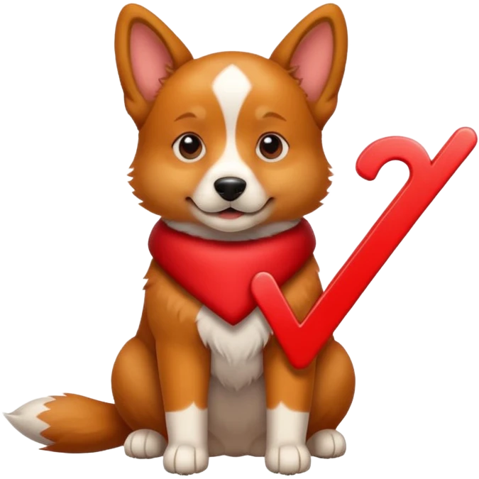 Dog check mark red emoji