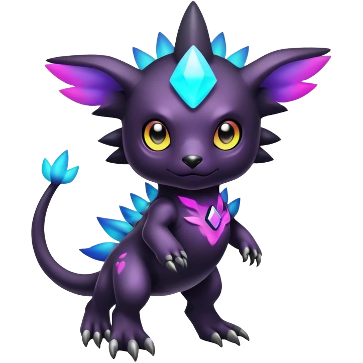 Cute cool colorful dark nebula Digimon-animal-hybrid full body emoji
