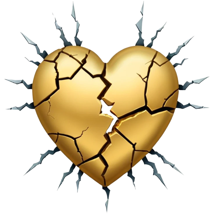 Make a heart with one crack down the middle making it split into two. Fill the crack with gold emoji