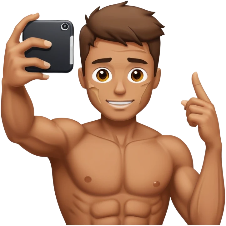 ripped guy taking a selfie emoji