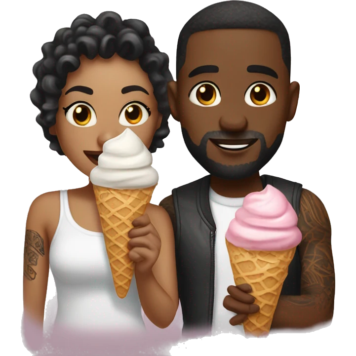 Cute ice cream date for beautiful tattooed couple emoji