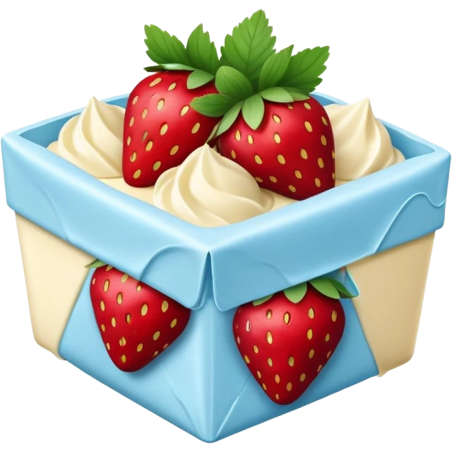 Strawberries in white chocolate in a pale blue package emoji