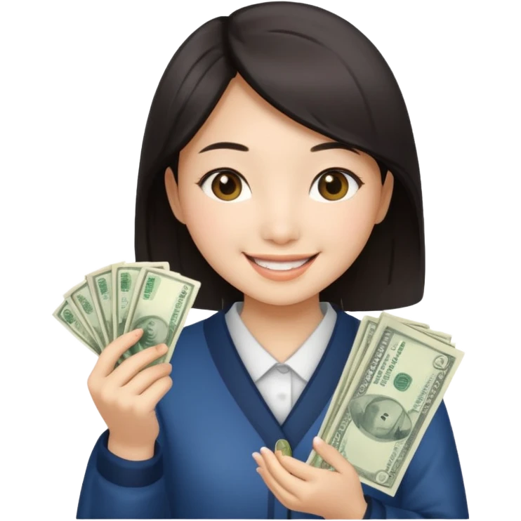 Hot Asian girl with money  emoji