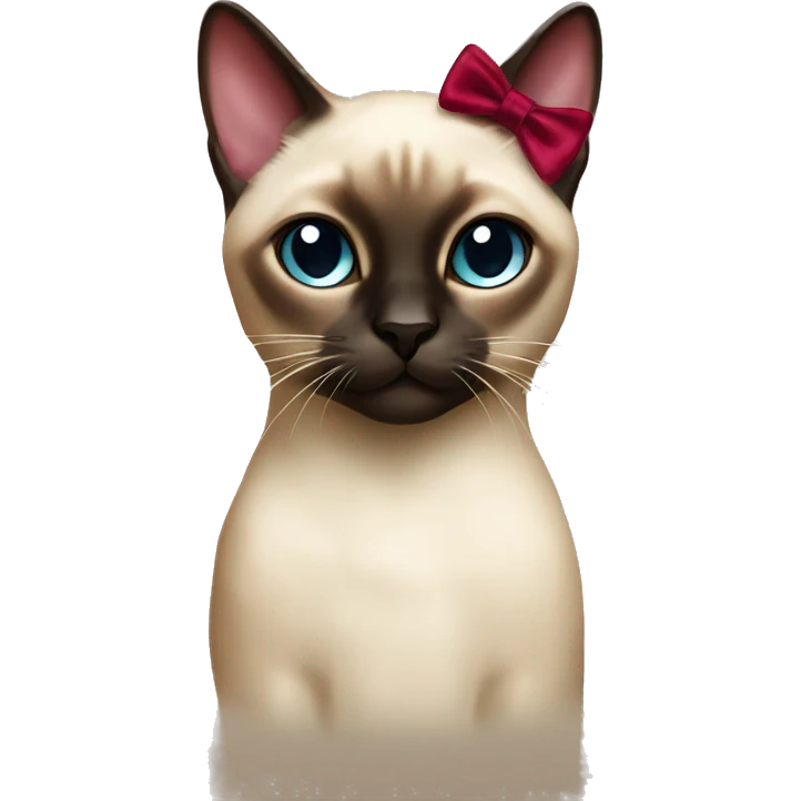 Siamese cat with Burgundy bow emoji