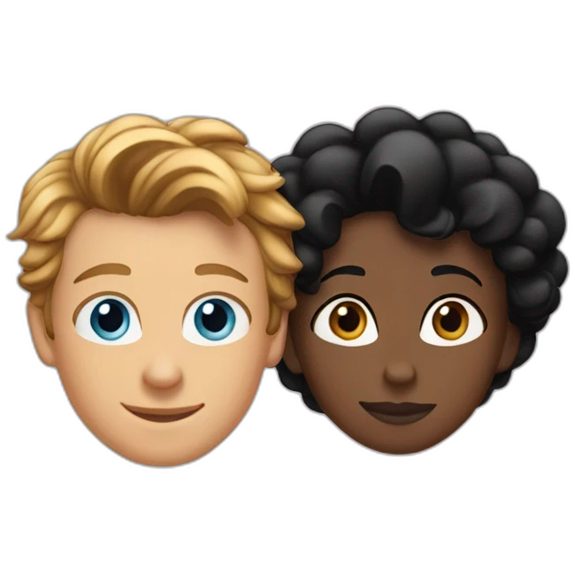 Simon Baker with blue eyes hug a black girl brown eyes and sblack hair in a bun emoji