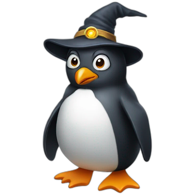 penguin wearing wizard har emoji
