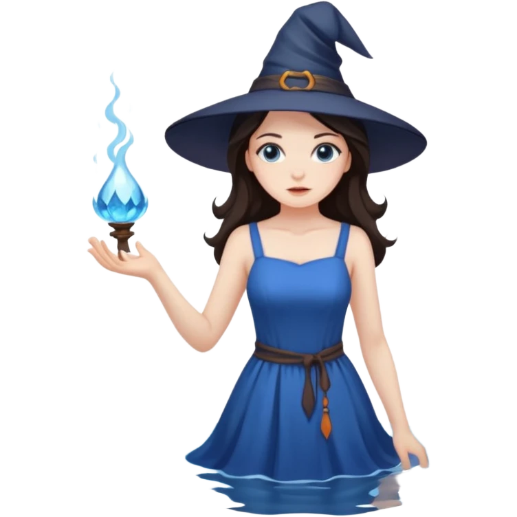 Brunette girl witch cool water emoji