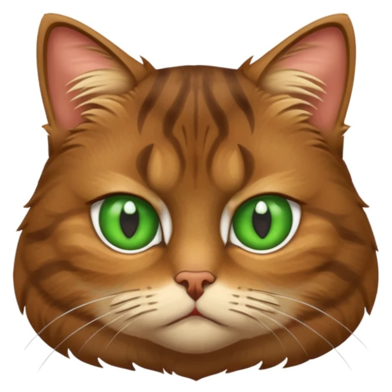 a fluffy brown tabby cat  face who is very grumpy emoji
