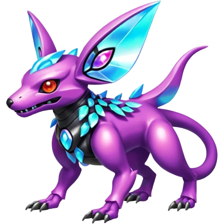  exotic colorful Protogen-Fakémon-Pokémon-Spectrobes-Digimon-Vernid-creature (full body) emoji