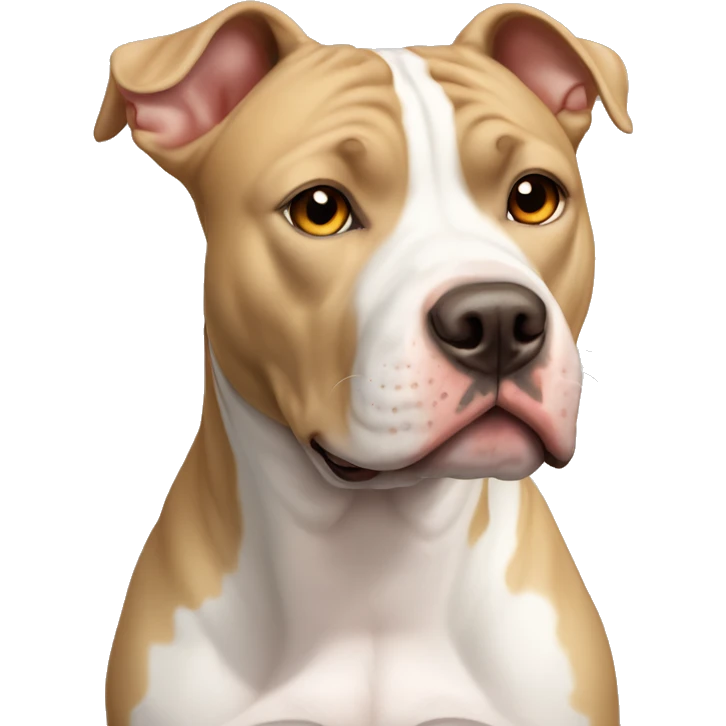 White American Staffordshire terrier with light brown patches by her right ear  emoji
