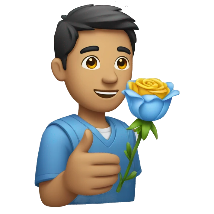 Un hombre con una flor en la mano emoji