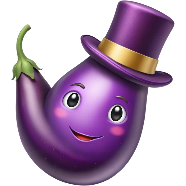 Eggplant with a top hat  emoji