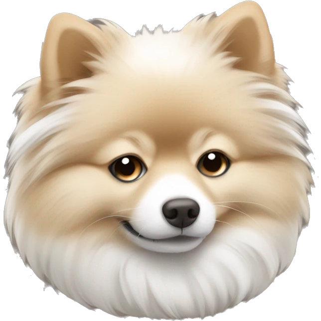 sleeping lying down pomeranian-spitz mix light brown and white with gray ears emoji