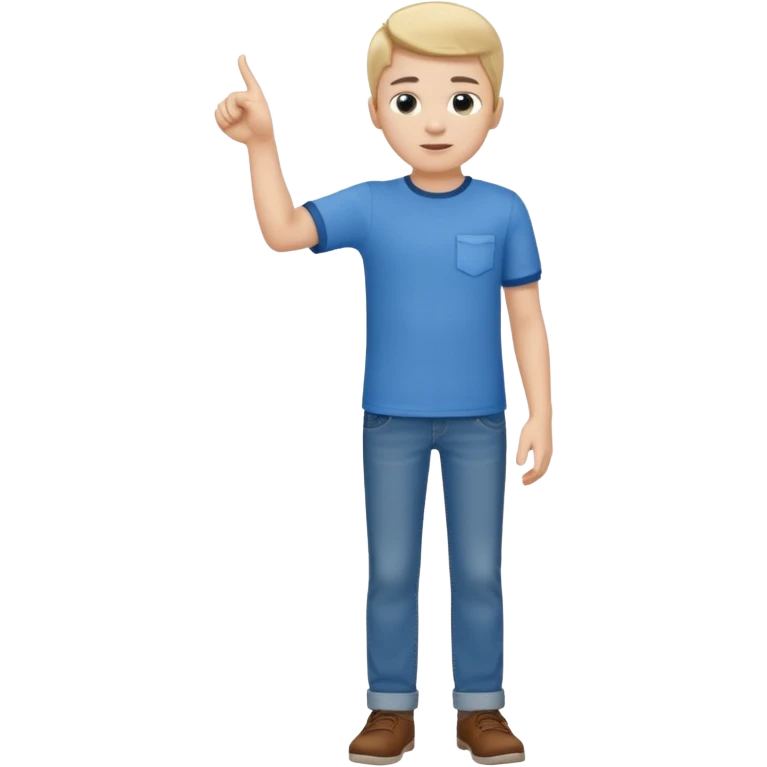 A boy poitning to someone next to him. Full body. emoji