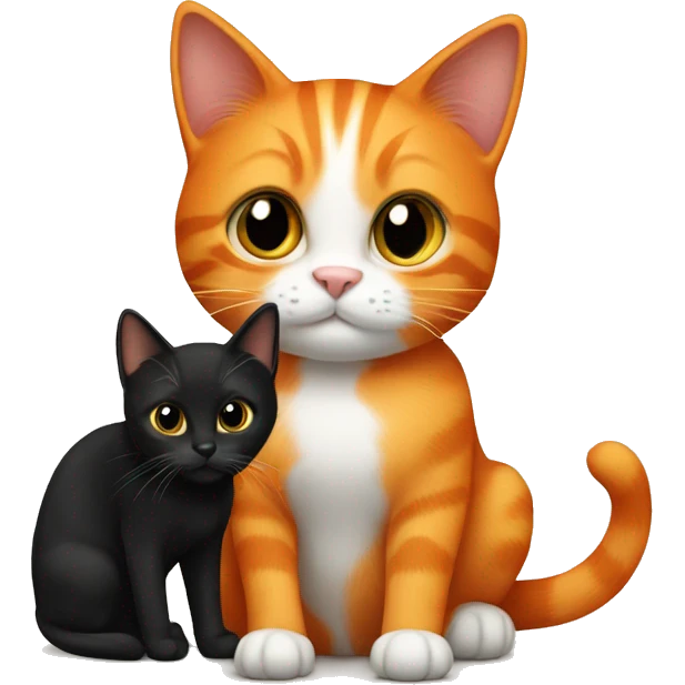 Orange cat with black kitten emoji