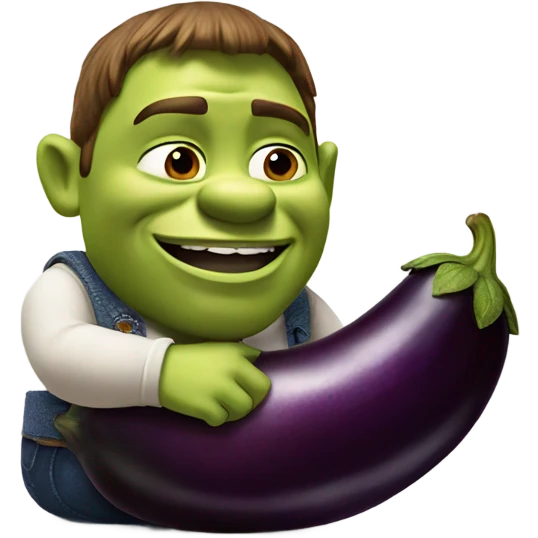 Shrek eating eggplant emoji