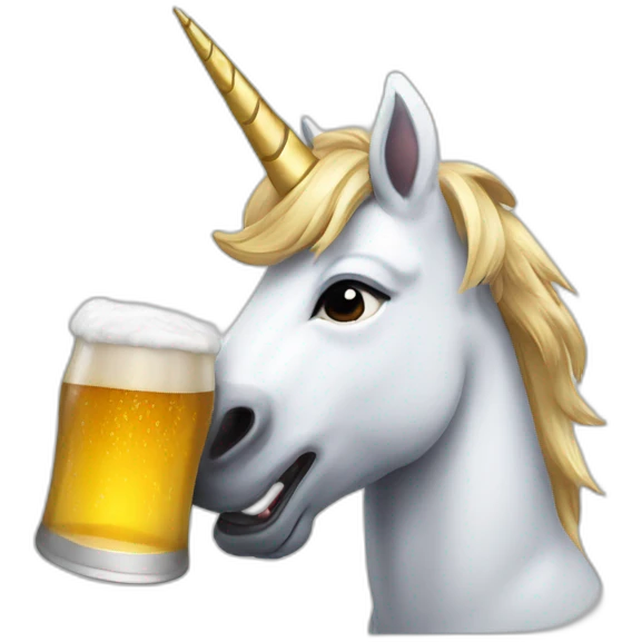 Unicorn drinking beer emoji