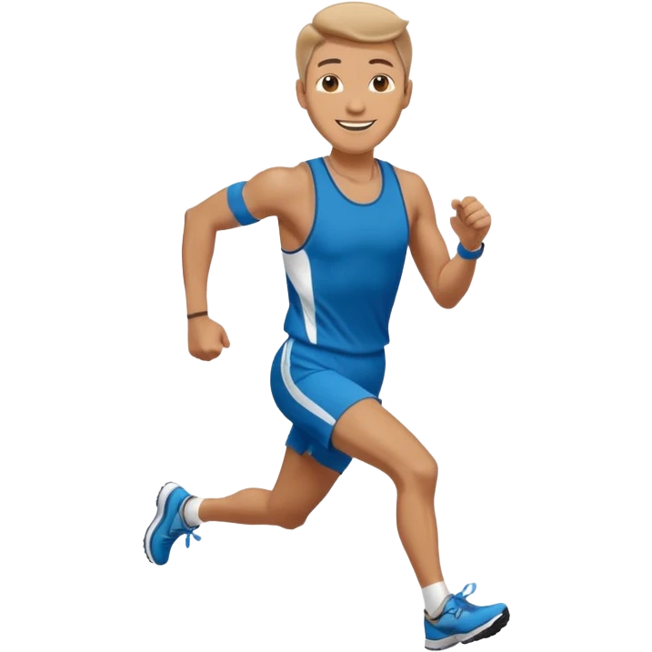 businessman running a marathon, face to camera emoji
