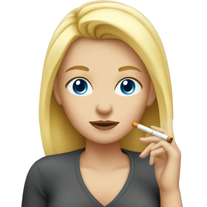 blonde girl with blue eyes smoking emoji
