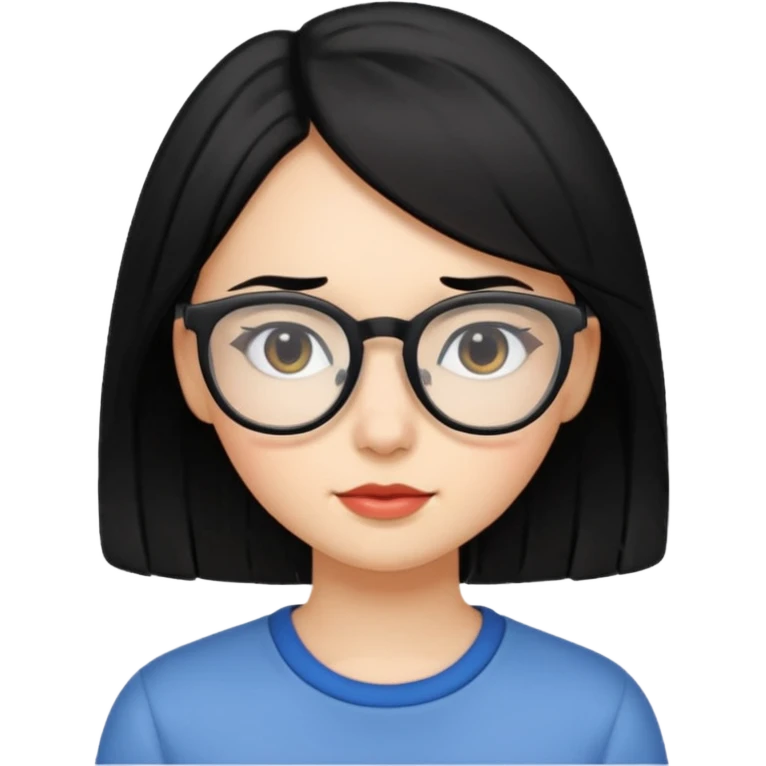 Girl medium hair black coloured hair glasses emoji