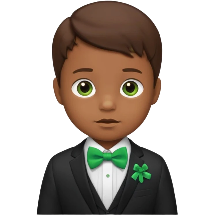 baby boy brown hair in suit, with green bow emoji