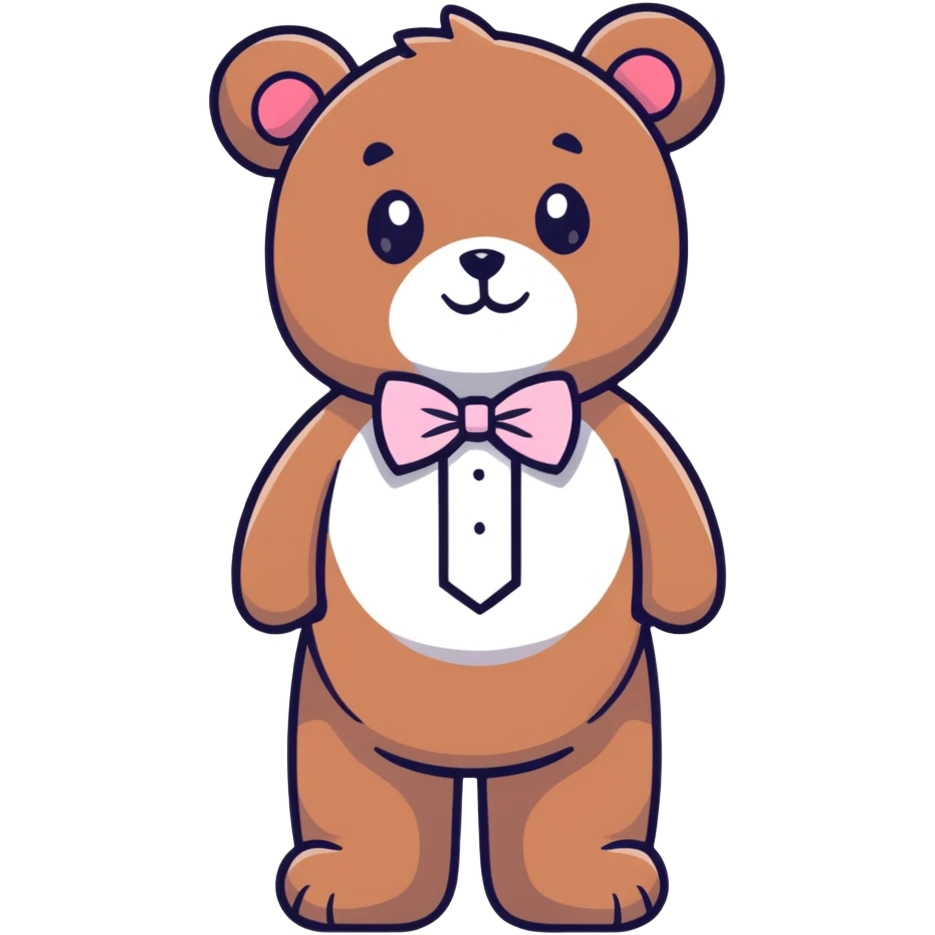 teddy bear with light pink bow tie emoji